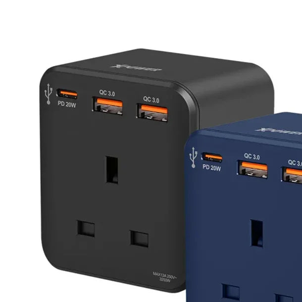 XPower 20W 3-Outlet Cube Extension Socket - Black - Tashqila XPower 20W 3-Outlet Cube Extension Socket - Black - Tashqila